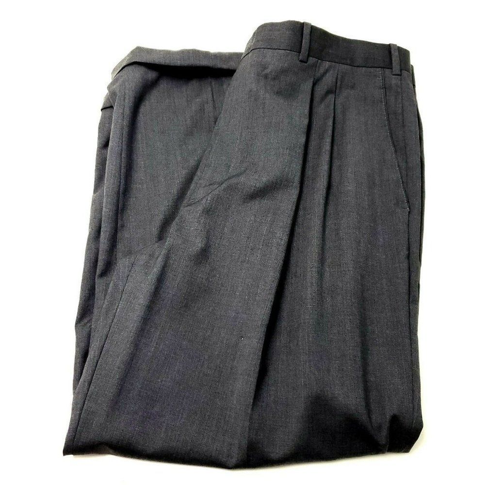 DAMAGED Nordstrom Britches Wool Dress Pants 38/27 Gray Pleated Cuffed High Rise